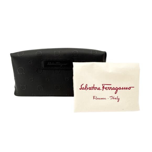 SALVATORE FERRAGAMO Gancini Embossed Toiletry Dopp Kit Bag in Black - Picture 2 of 13